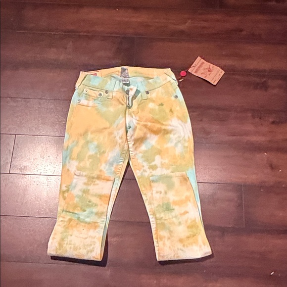 True Religion Multicolor Tie-Dye Women's Cropped Jeans - Picture 1 of 3